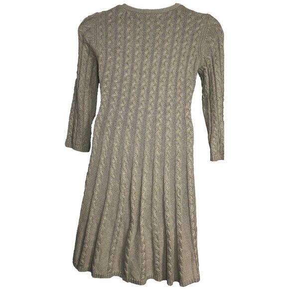 Vintage J. Howard Beige Size M Cable Knit Sweater Dress Aline Knee Length Career - Picture 10 of 11
